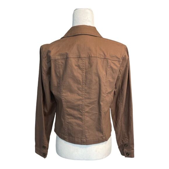 Women's Style & Co Light Brown Cropped Lightweight Cotton Utility Jacket Small - Picture 3 of 5